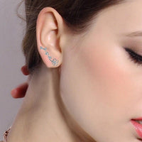 Women's Ear Cuff Wrap Hook Earrings For Wedding Romantic 925 Sterling Silver CZ Earrings Jewelry - sparklingselections