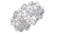 Silver Plated Simulated Pearl Bridal Bangle - sparklingselections