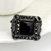 New Fashion Vintage Black Onyx Zircon Geometric Design Ring - sparklingselections