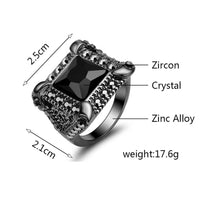 New Fashion Vintage Black Onyx Zircon Geometric Design Ring - sparklingselections