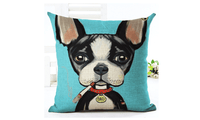 Cute Dog Printed Cotton Linen Cushion Cover - sparklingselections
