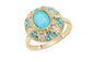 Antique Gold Color Mosaic Gray Crystal Ring For Women