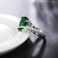 New Absorbing Green Emerald Quartz 925 Silver Ring for Women-7 - sparklingselections