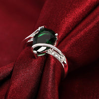 New Absorbing Green Emerald Quartz 925 Silver Ring for Women-7 - sparklingselections