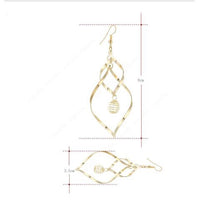 Women Gold Color Circle Dangle Long Earrings With Spring