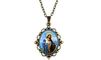 Bible Series Jesus Portrait/Cross Glass Pendant Necklace