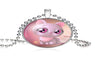 Pink Color Cartoon Cat Picture Big Eyes Pendant Necklace