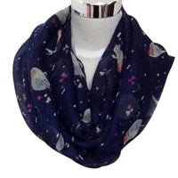Fashionable Birds Print Scarf Round O Ring Shape Neck Soft Voile Scarves - sparklingselections