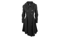 Elegant Asymmetric Black Coat Stand Collar Long Sleeve For Women - sparklingselections