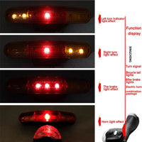 7 LED Bicycle Turn Signal Directional Brake Light Lamp 8 sound Horn - sparklingselections