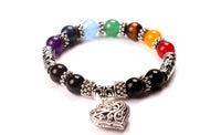 Crystals Stone Chakra Pray Mala Heart Charm Bracelet - sparklingselections