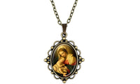 Bible Series Jesus Portrait/Cross Glass Pendant Necklace