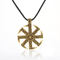 The Sun Wheels Symbol Gold Color Leather Chain Pendant Necklace Fashion Engagement Wedding Jewelry - sparklingselections