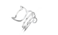 925 Sterling Silver Personalized Wound Drawing Cute Cat, Ring - sparklingselections