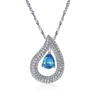 Stainless Steel Charm Big Blue Zircon Queen Pendant Necklace - sparklingselections