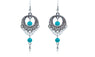 Earrings For Women Silver Color Blue Beads