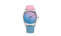 Casual Women's Retro Rainbow Design Leather Quartz Wrist Watch - sparklingselections