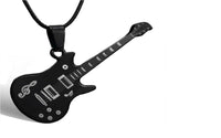 Black 316L Stainless Steel Guitar Pendant & Necklaces - sparklingselections