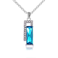 Exquisite Small Trendy Geometric Rectangle Austrian Crystal Pendant Necklace - sparklingselections