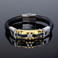 Men Leather Titanium Steel Bracelets - sparklingselections