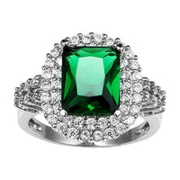 Fashion Green Zircon Silver Plated Wedding Rings - sparklingselections