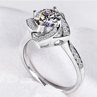 New Fashion Square Shape Flower Rose Design Wedding  Ring
