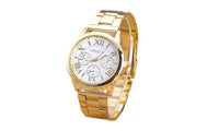 Stainless Steel Classic Round Dial Gold Quartz Wrist watch - sparklingselections