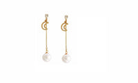 The moon earrings Pearl  Long stud For Women - sparklingselections