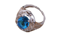 Unisex Blue Stone Silver Plated Ring - sparklingselections