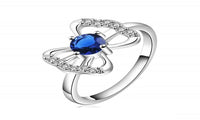 Silver Plated Blue Bow Engagement Ring(7) - sparklingselections