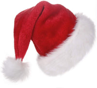 Christmas Santa Hat for adults Red Velvet Smooth Comfort Fur Double Liner - sparklingselections