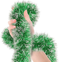 Christmas New Year Tree Bright Green Frost Tip Tinsel Garland For Decoration - sparklingselections