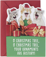 Fun Loving Christmas Card with  Cute Sound Cats Laughing - sparklingselections