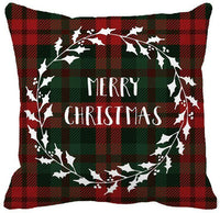 Red Black Plaids Merry Christmas Throw Pillow Case Cushion Cover Decorative - sparklingselections
