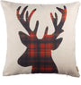 Christmas Winter Deer, Scottish Buffalo Plaid Cotton Linen Decorative Pillow Cover