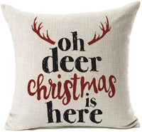 Deer Christmas Is Here Throw Pillow Case Cushion Cover for Sofa Couch - sparklingselections