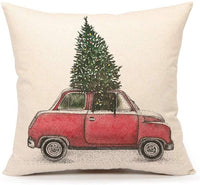 Christmas Tree and Red Car Throw Pillow Cover Home Decorative Cushion Cover - sparklingselections