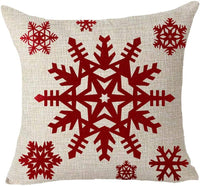 Happy Winter Red Snowflake Christmas Throw Pillow Cover Cushion Case Cotton Linen - sparklingselections