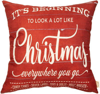 Pillow Cover It's Beginning to Look a Lot Like Christmas Red Sign Winter Decoration - sparklingselections