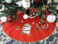 Beautiful Red Non-Woven Christmas Tree Skirt With Snowman & Edge- Red - sparklingselections