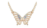 Hot Selling Zinc Alloy Crystal Butterfly Pendant Necklace
