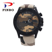Casual Quartz Watch Men Army Camouflage Soldier Leather Strap Sports