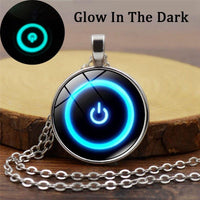 New Stylish Charms Power Switch Button Pendant Necklace For Women Luminous Glass Dome Pendant Necklace Women Men Glowing Necklace Gift - sparklingselections