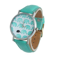 New Elephant Pattern Women Leather Bracelet Watch Clock - sparklingselections