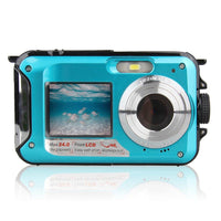 Double Screen HD 24MP Digital Video Underwater Camera Sports Diving LED Flash Digital Video Camera Photo Shooting Video Recording - sparklingselections