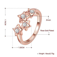 Rose Gold Plated Star Shape Cubic Zirconia Ring (7,8)