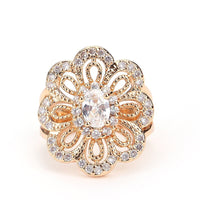 Gold Plated Imitation Crystal Flower Shape Ring (7,8,9)