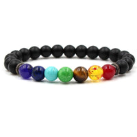 High Quality New 7 Color Chakra Healing Beads Lava Bracelet For Women Buddha Prayer Natural Stone Yoga Bracelet - sparklingselections