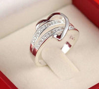 Silver-Color Bling Heart Love Women Wedding Ring - sparklingselections