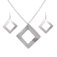 Top Quality Silver Plated Square Design Shape Necklace, Earrings Jewelry Sets For Weeding, Party, Summer Jewelry, Bridal - sparklingselections
